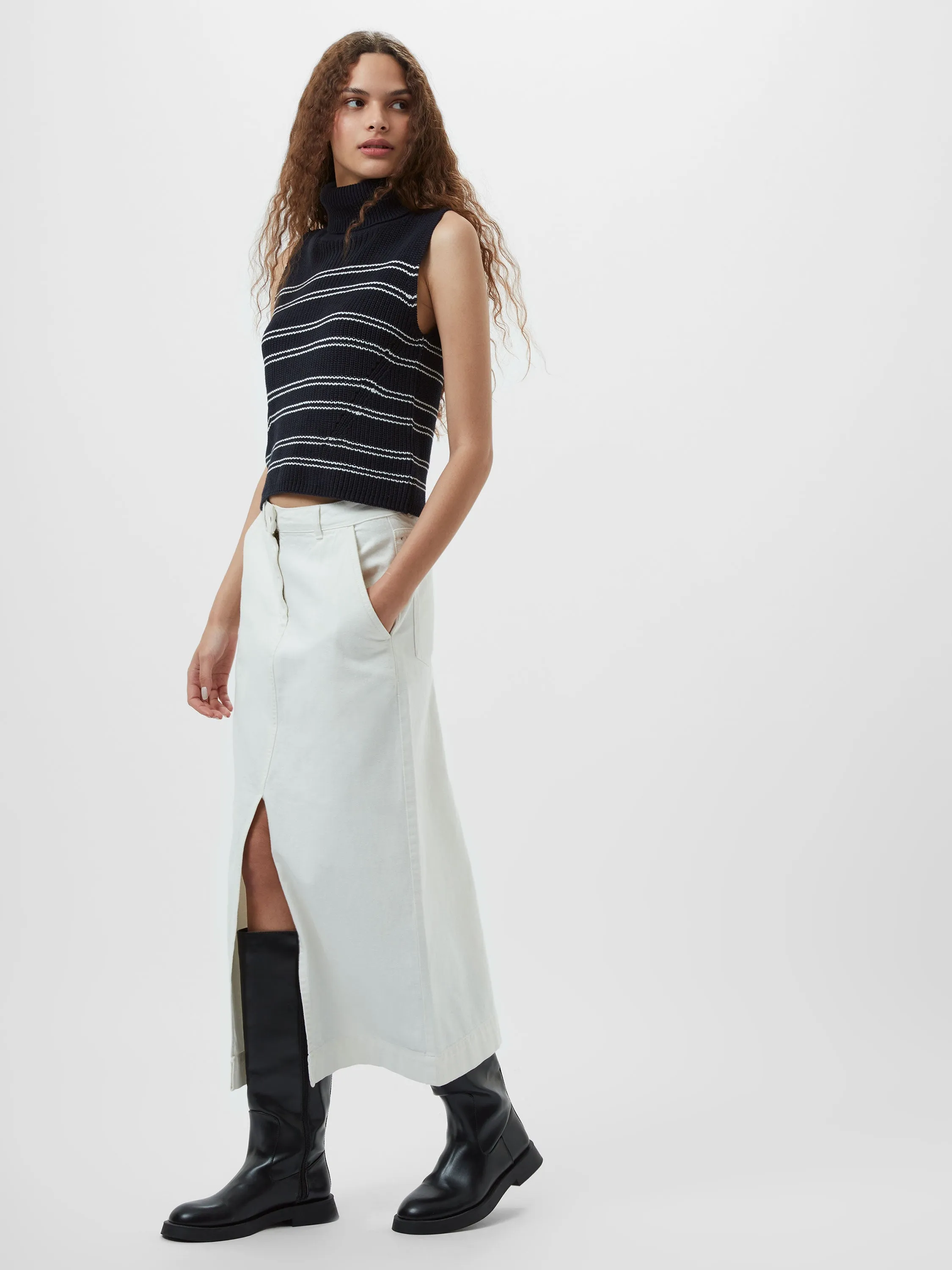 Mozart Striped Cropped Sleeveless Jumper