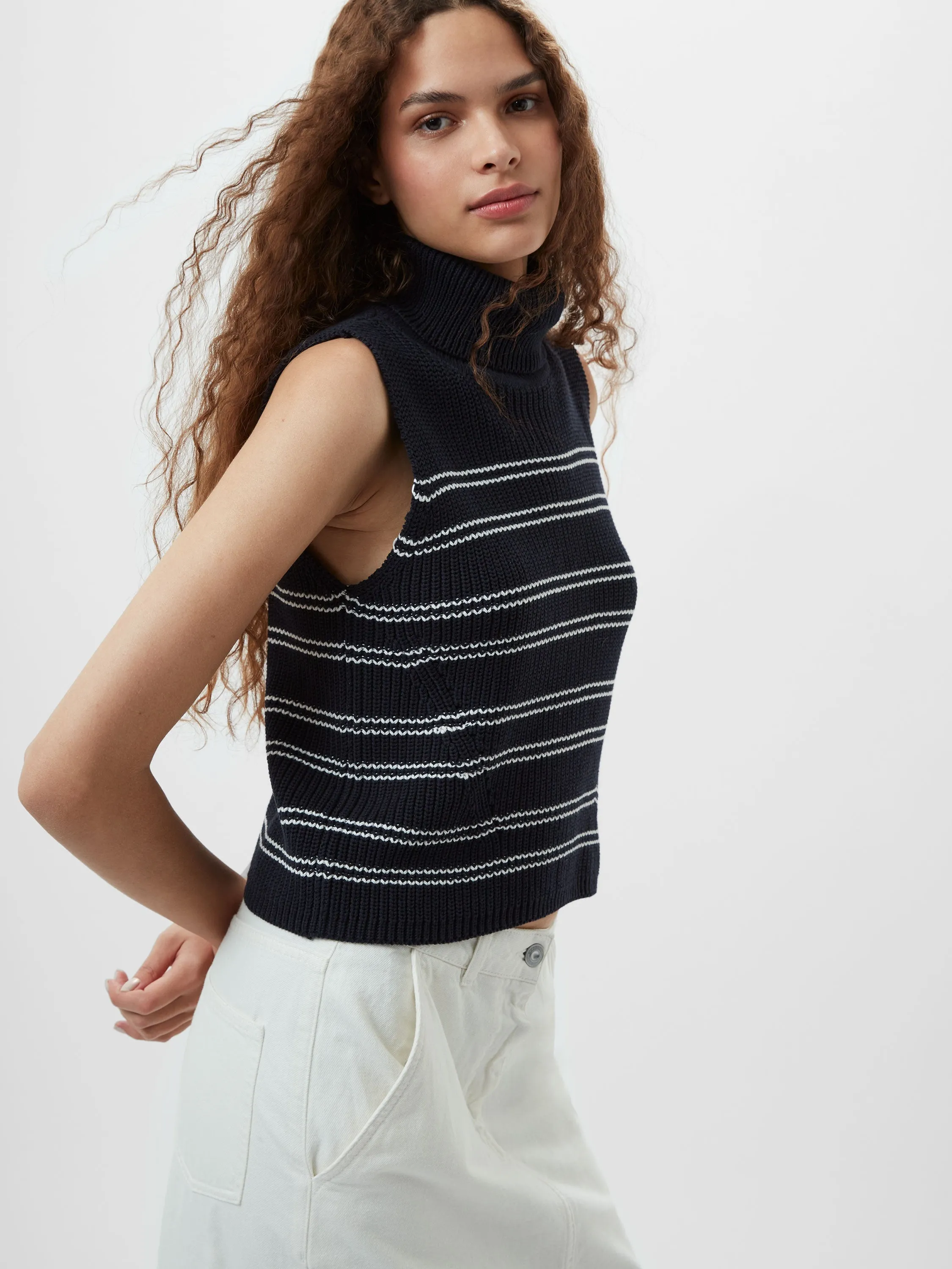 Mozart Striped Cropped Sleeveless Jumper