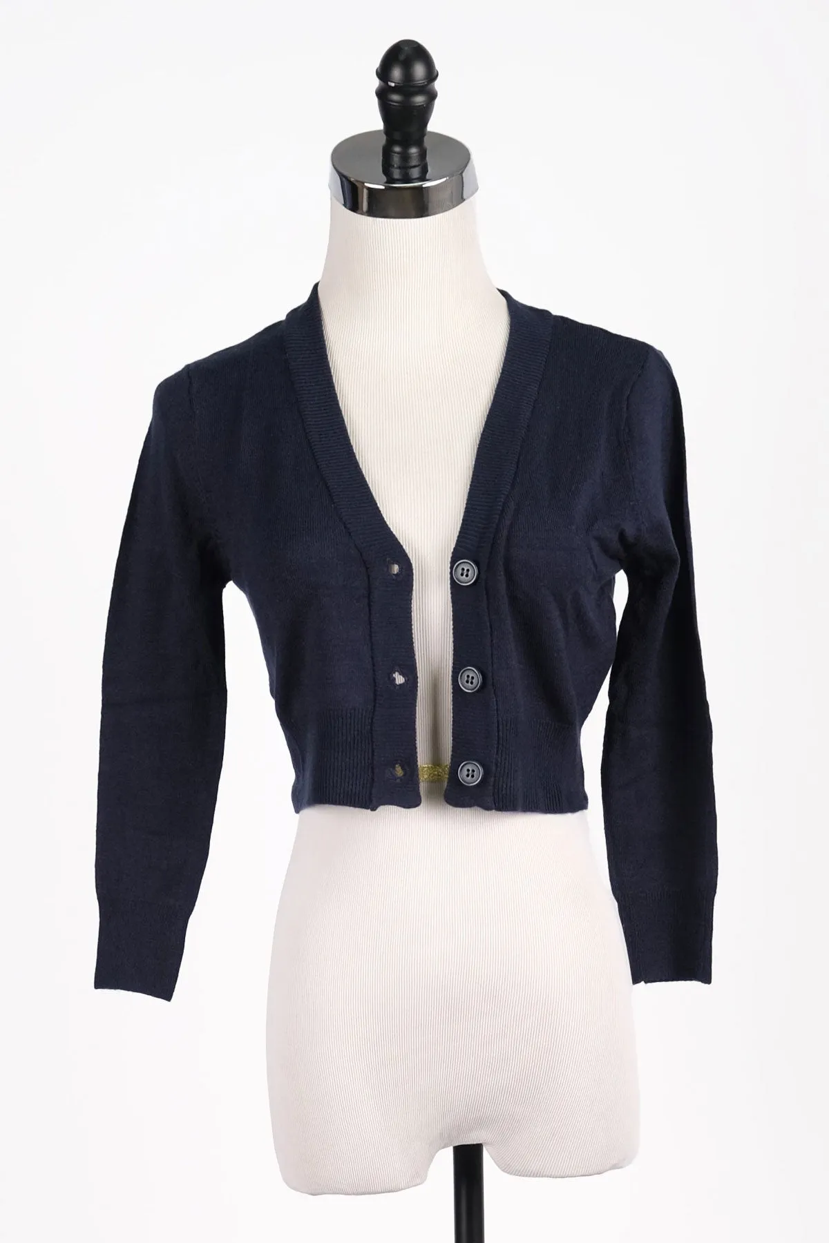 Navy Cropped Cardigan