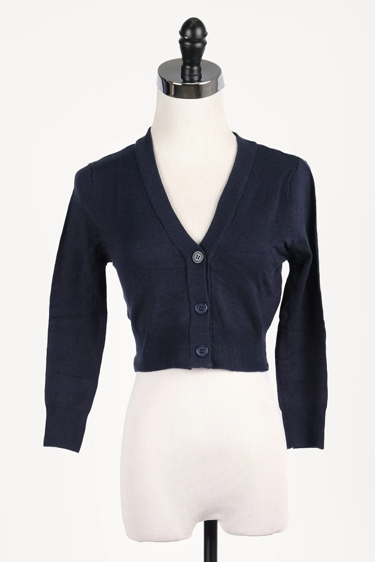 Navy Cropped Cardigan