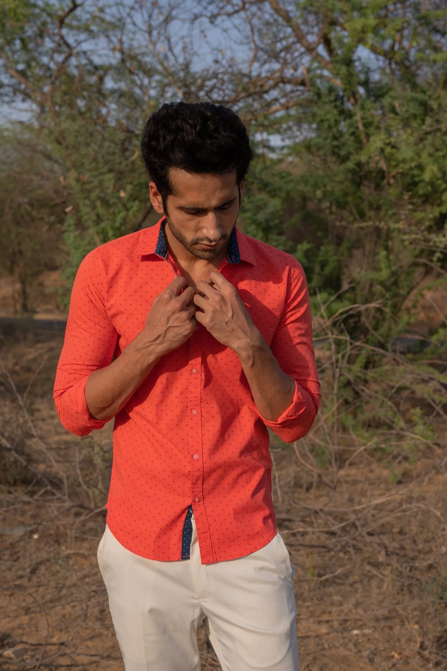 ORANGE COTTON SHIRT