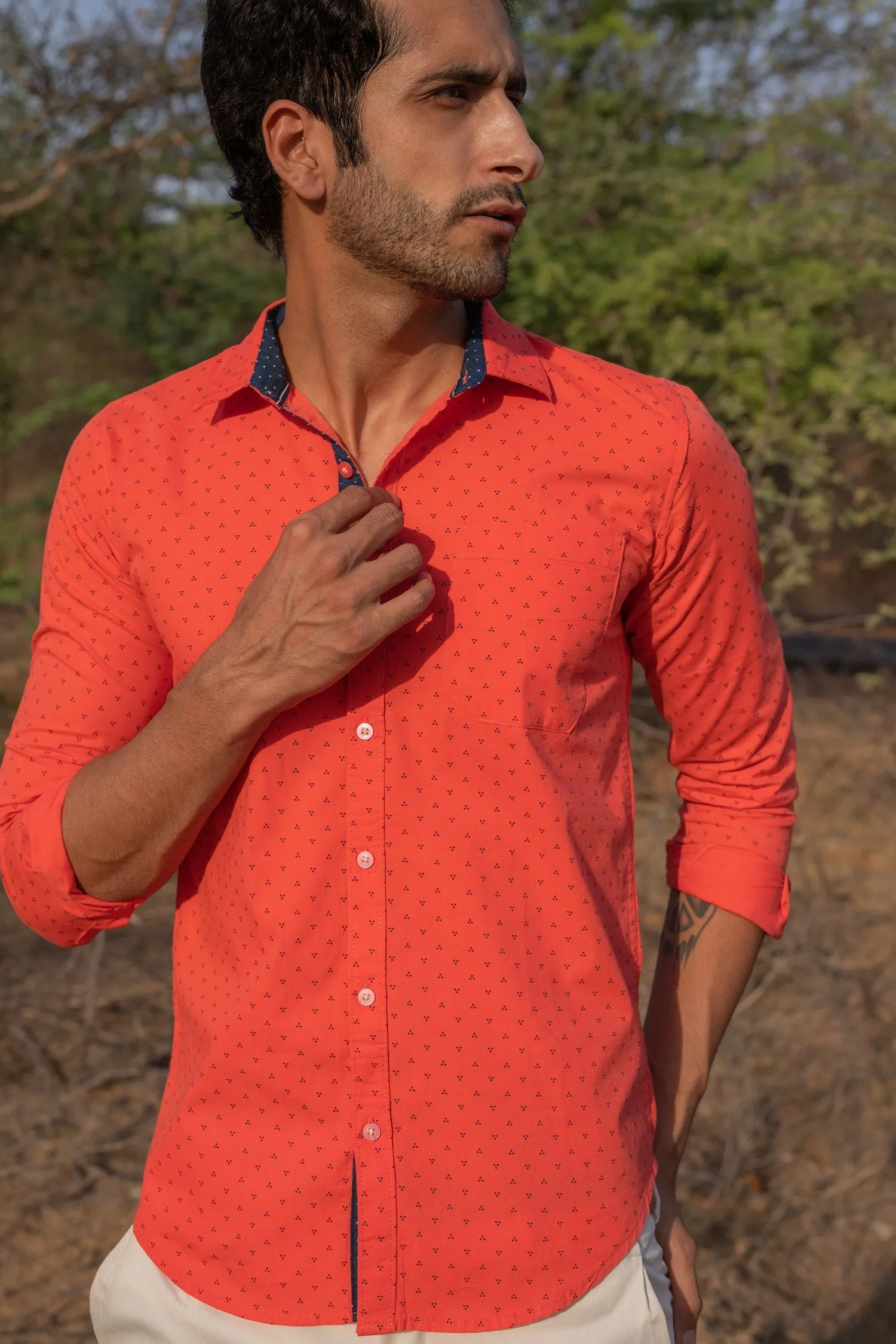 ORANGE COTTON SHIRT