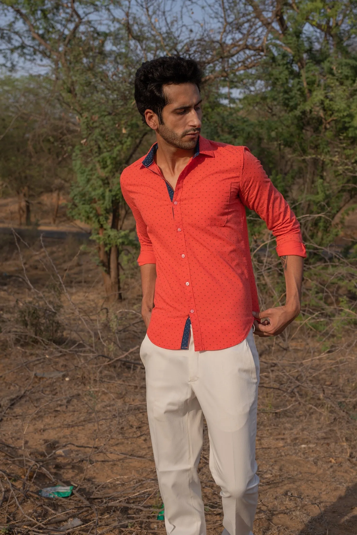 ORANGE COTTON SHIRT