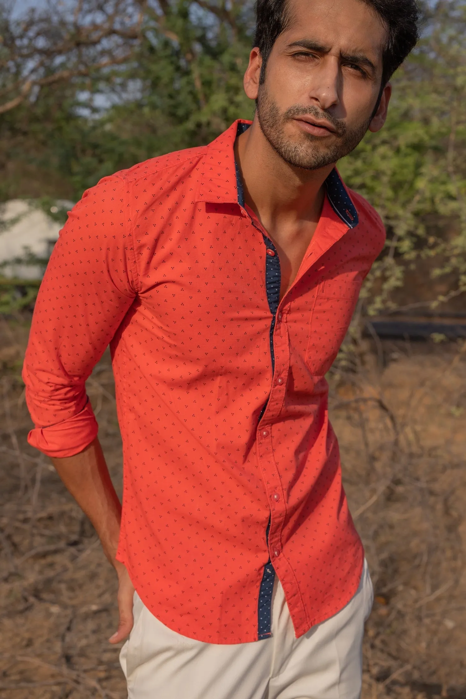 ORANGE COTTON SHIRT