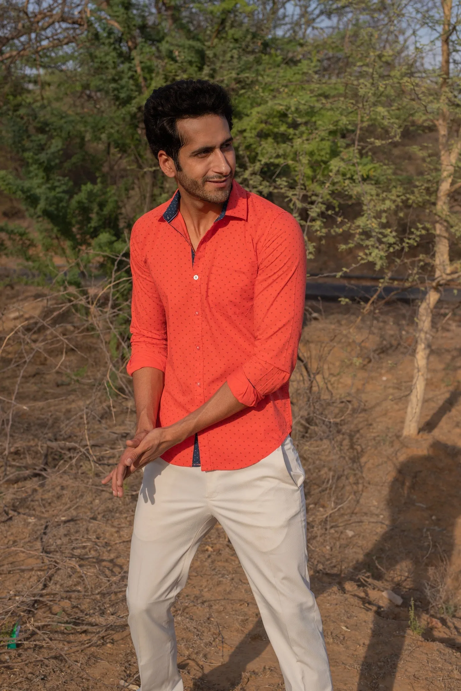 ORANGE COTTON SHIRT