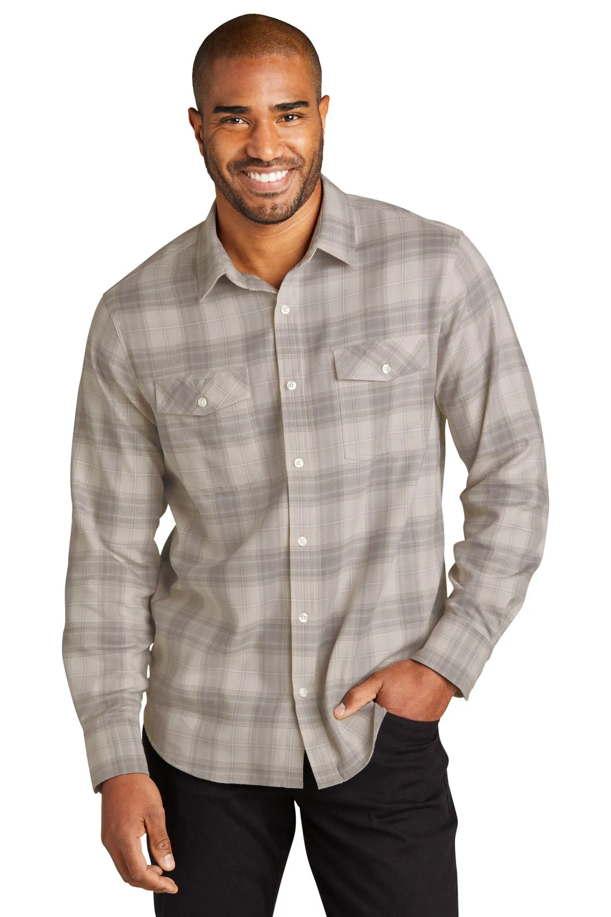 Port Authority Long Sleeve Ombre Plaid Shirt W672