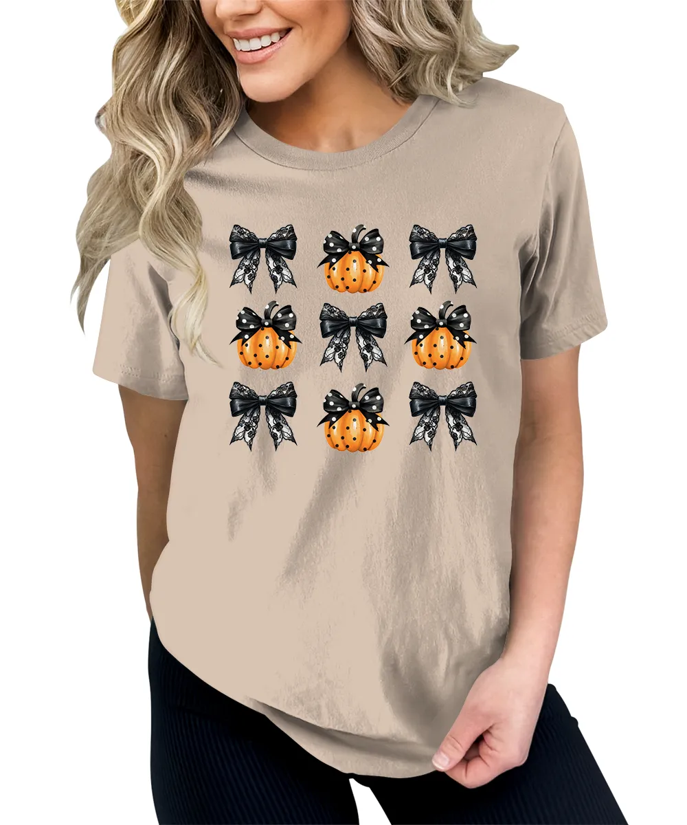 Pumpkins Coquette Halloween Graphic Tees for Women