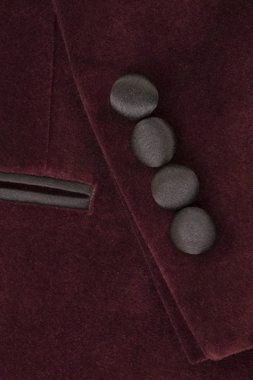 "Liam" Merlot Velvet Jacket Peak (Separates)