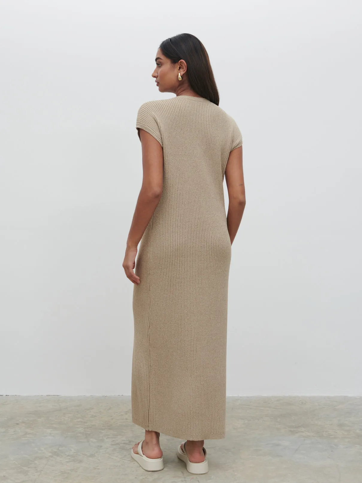 Rose Knit Midaxi Dress - Stone Taupe