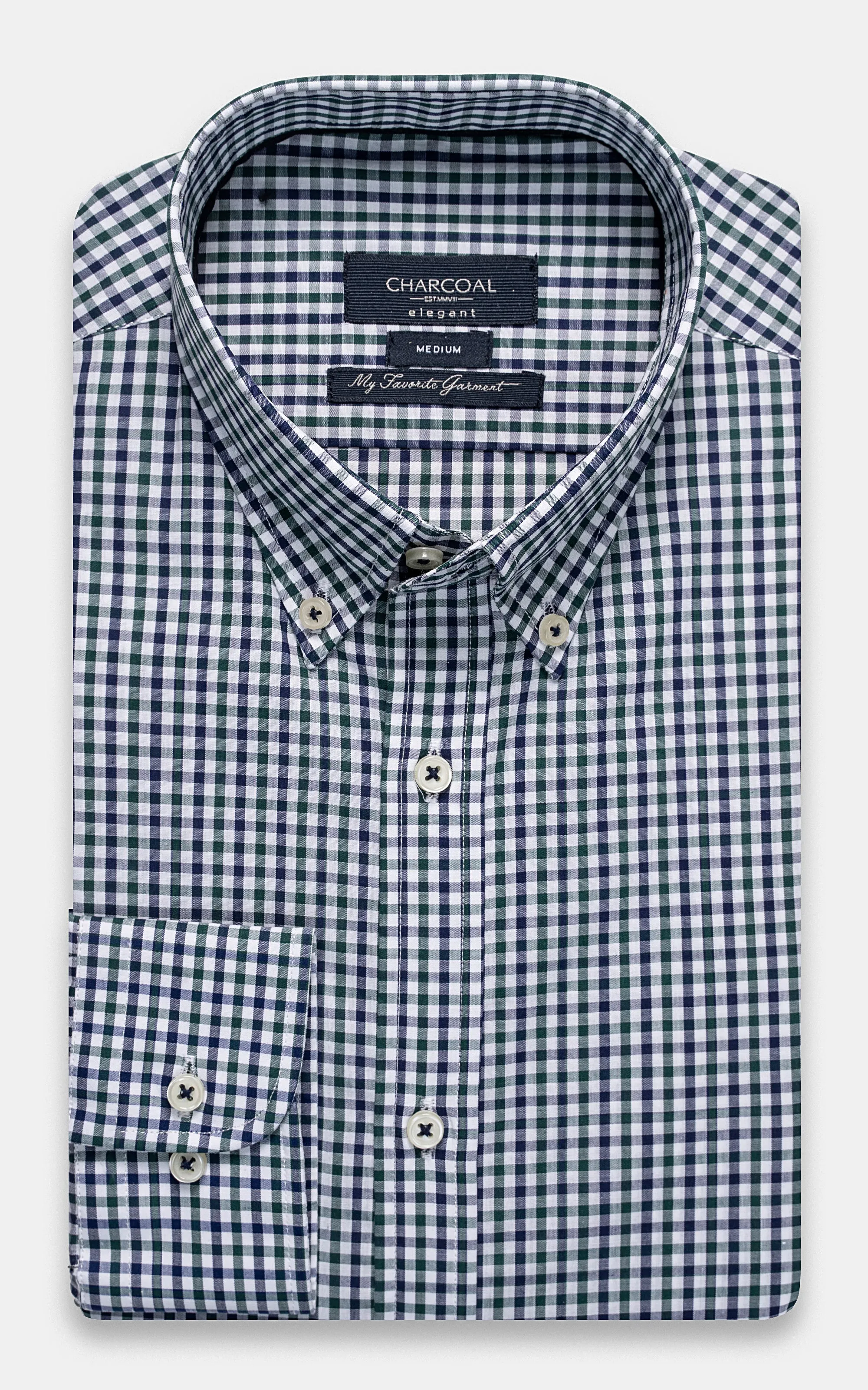 SEMI FORMAL SHIRT NAVY GREEN CHECK