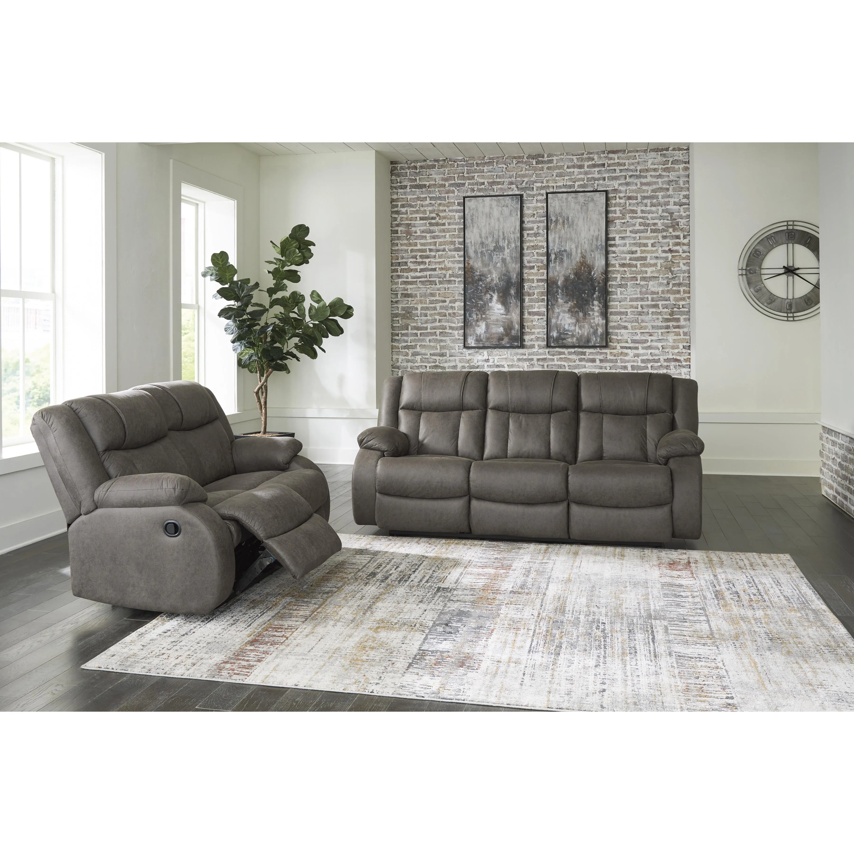 Signature Design by Ashley First Base Reclining Leather Look Sofa 6880488C