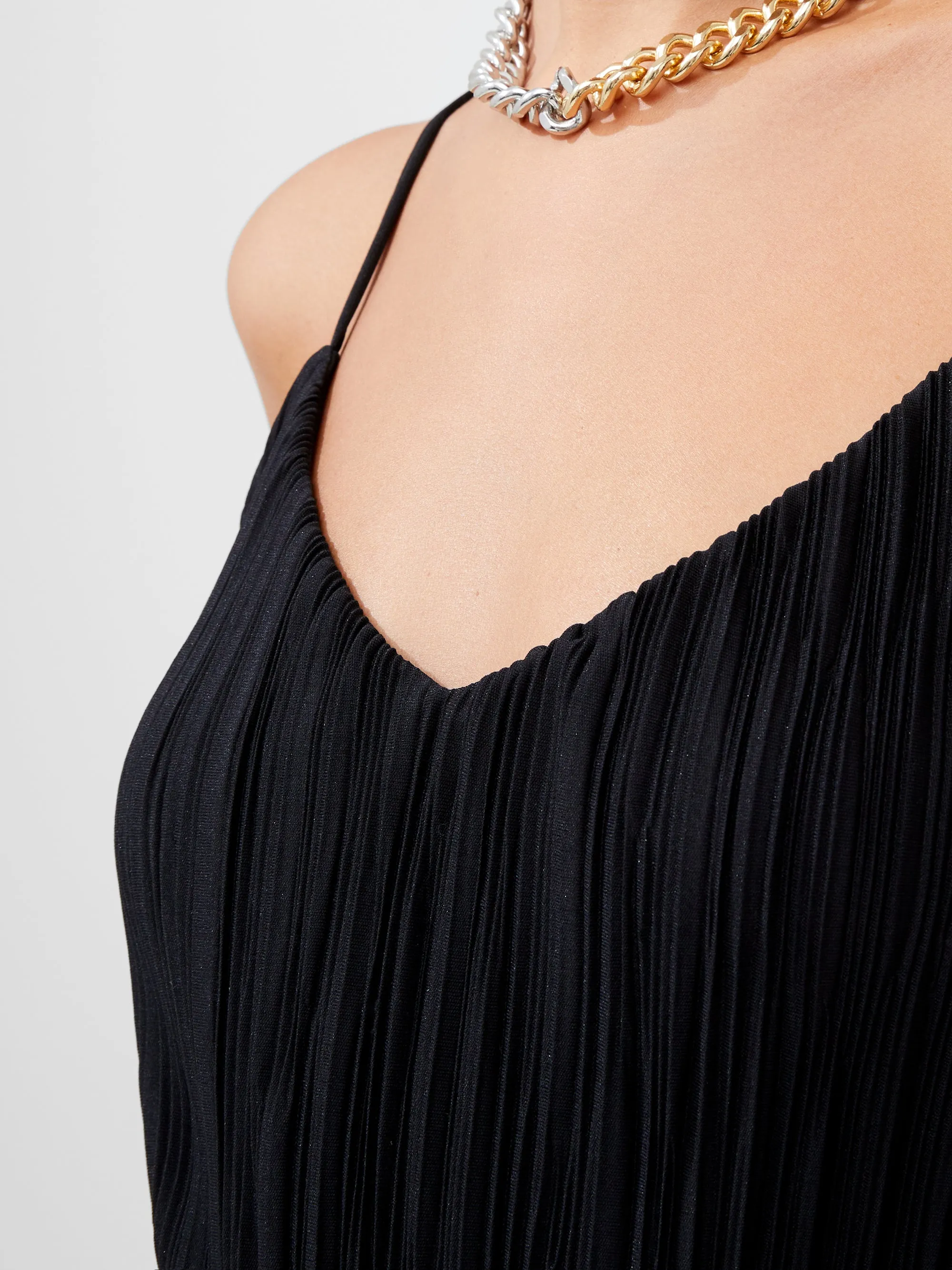 Strappy Plisse Jersey Maxi Dress