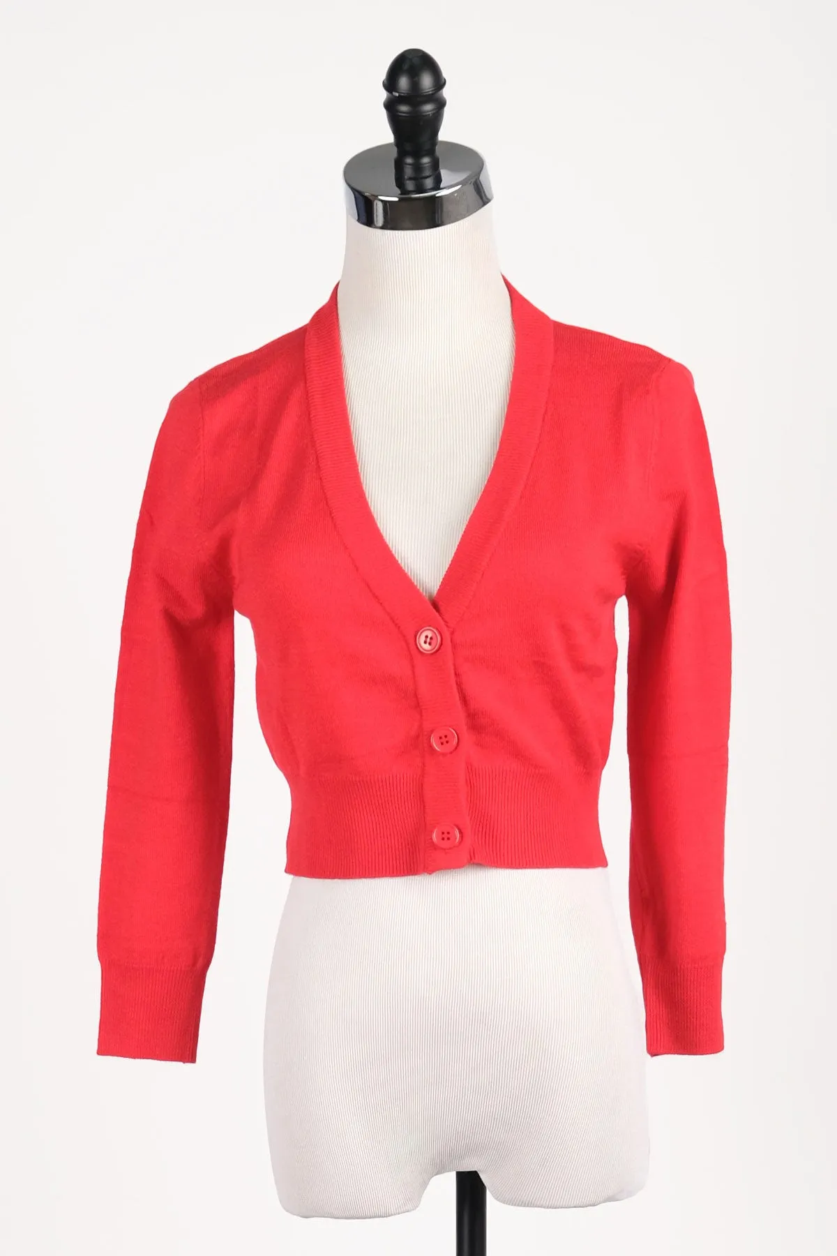 Tomato Red Cropped Cardigan