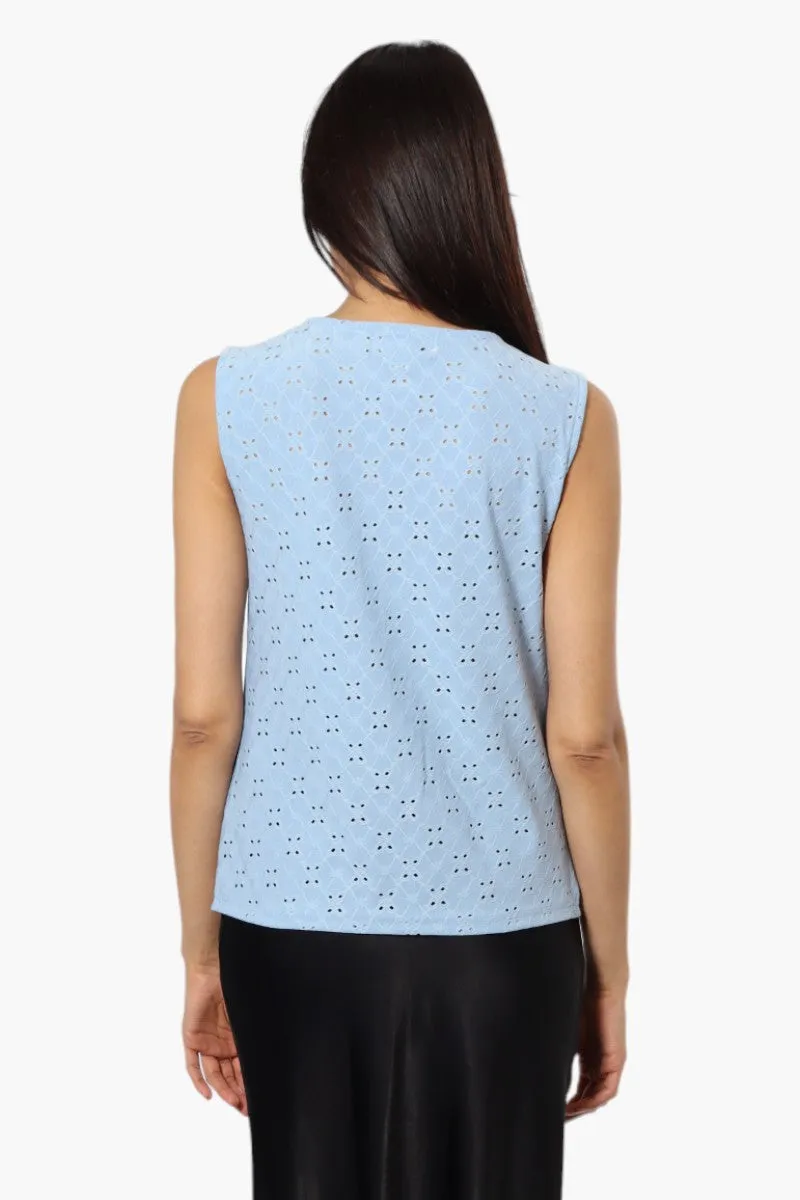 Urbanology Knit Eyelet Cowl Tank Top - Blue