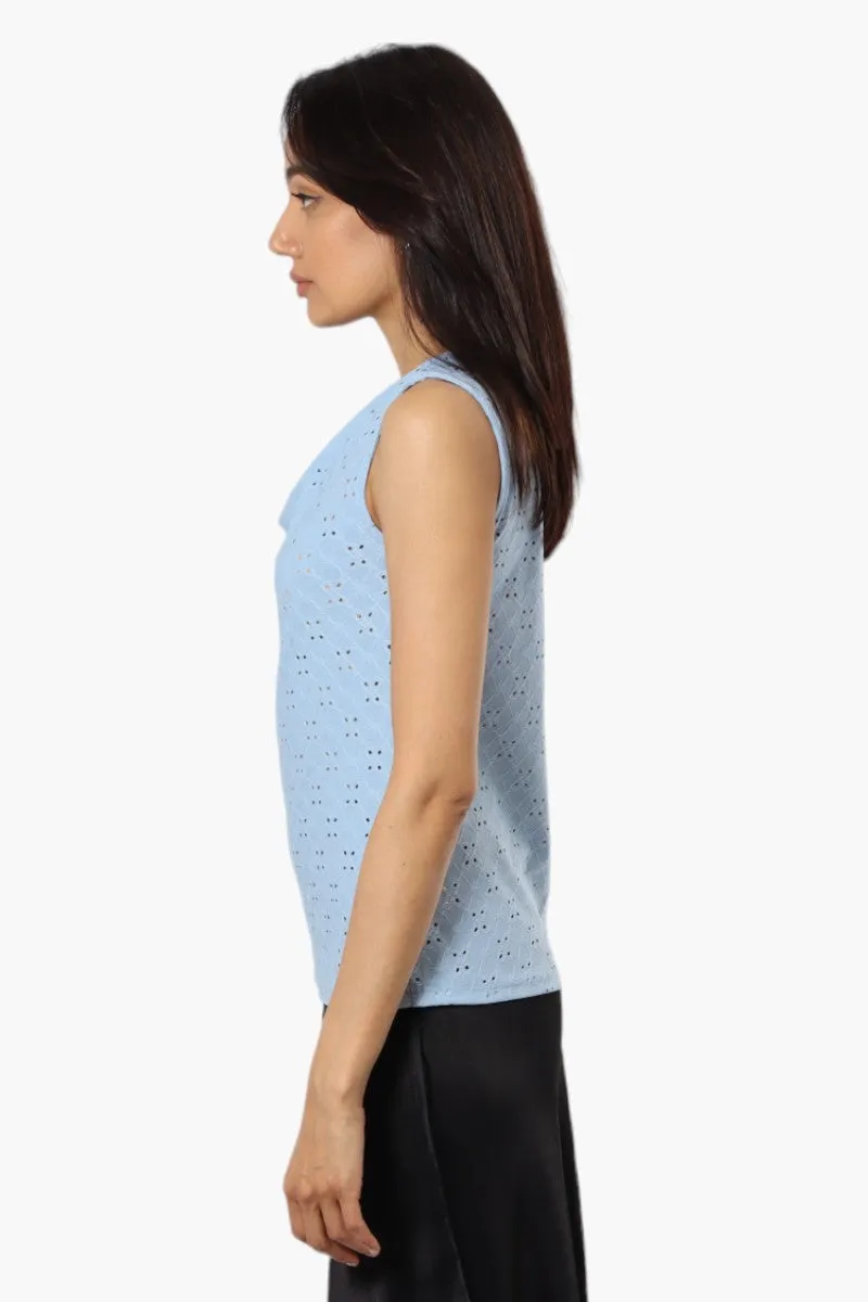 Urbanology Knit Eyelet Cowl Tank Top - Blue