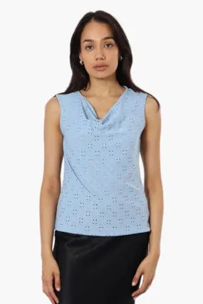 Urbanology Knit Eyelet Cowl Tank Top - Blue