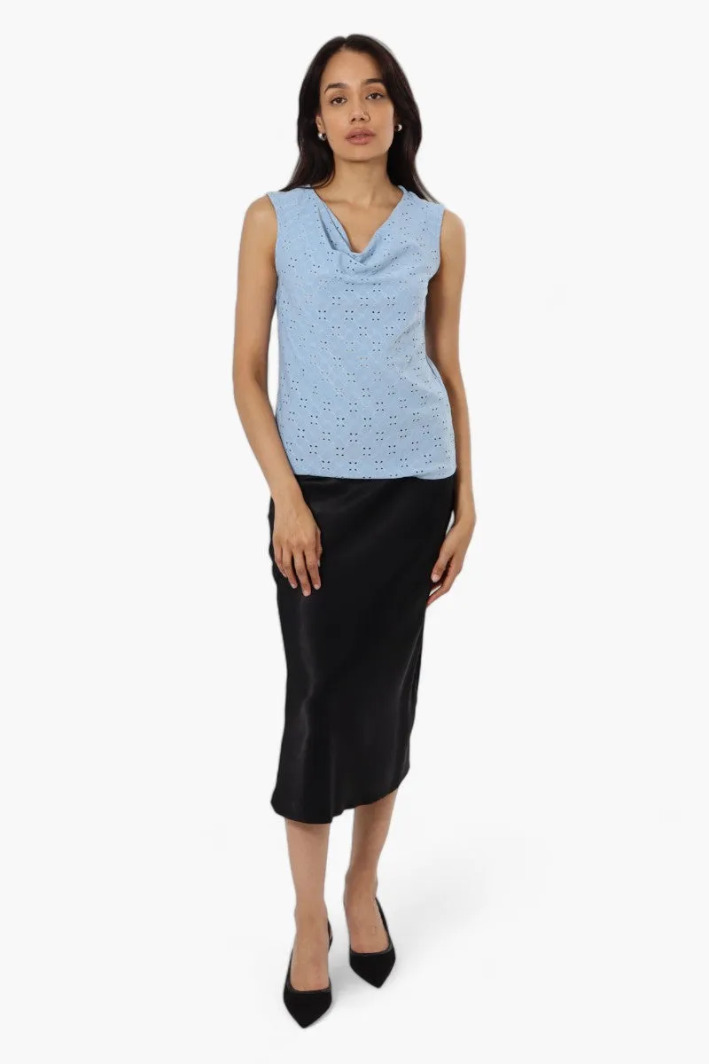 Urbanology Knit Eyelet Cowl Tank Top - Blue