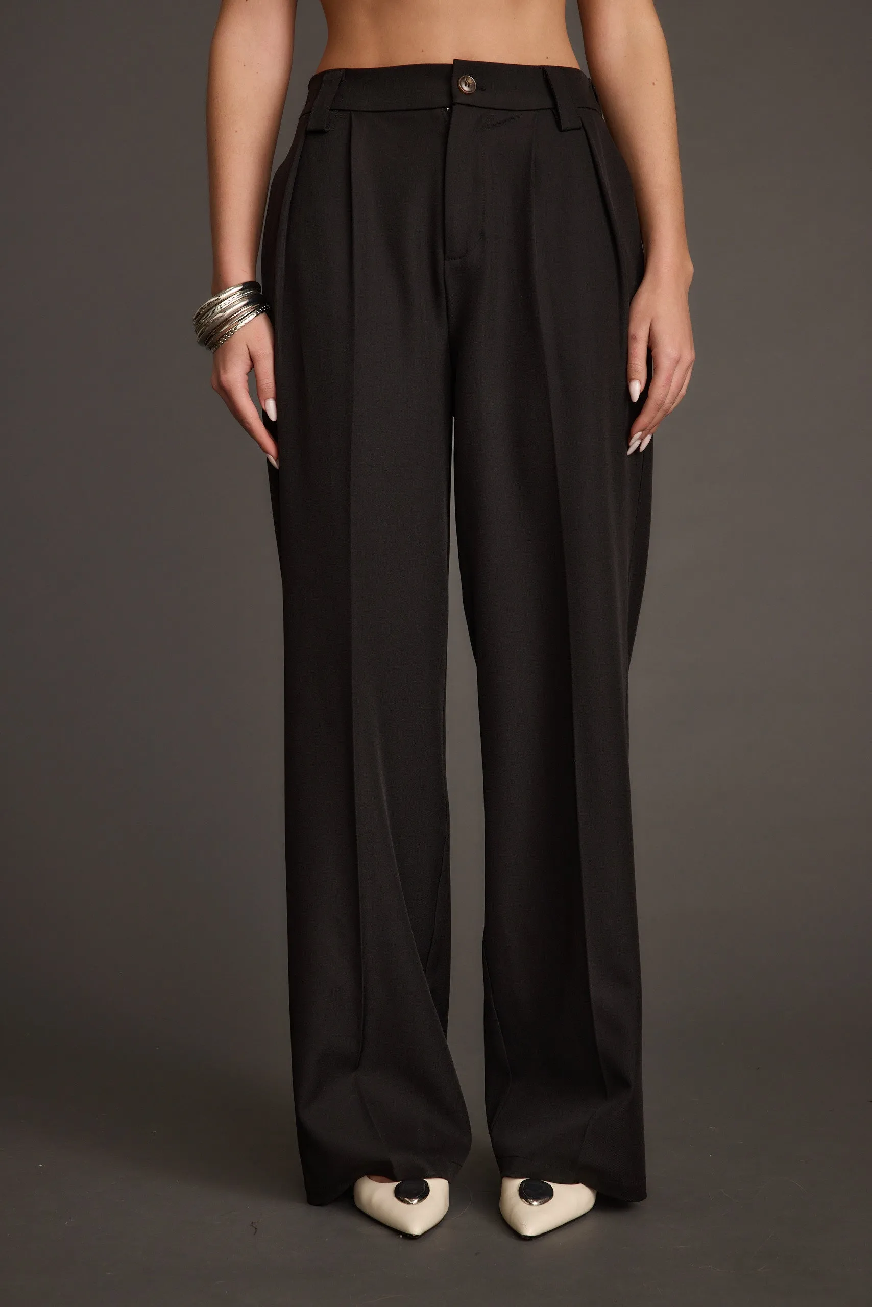 Weiss Black Wide Leg Trousers