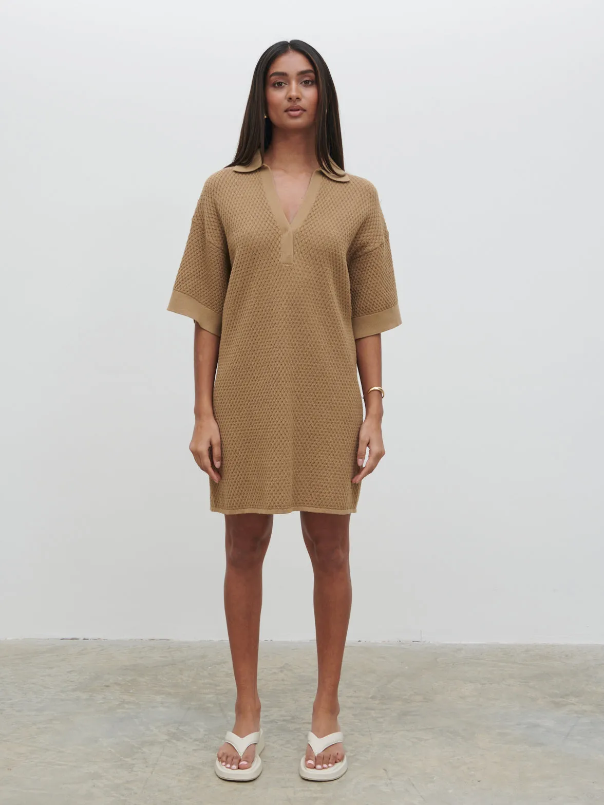 Willow Knit Mini Dress - Biscuit