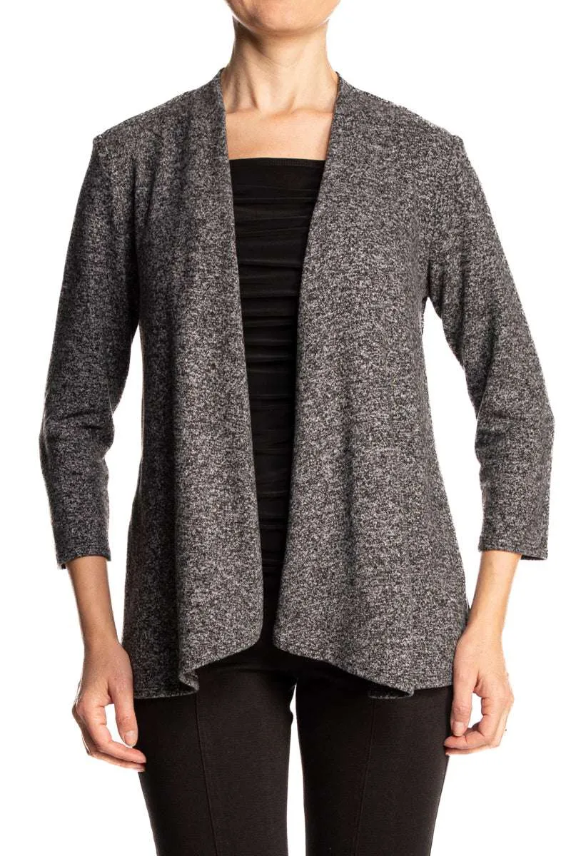 Women's Cardigan Charcoal Grey Comfort Stretch Fabric Easy Care Flattering fit Our Best Seller Now On Sale 50 Off Quality Made in Canada Exclusive At Yvonne Marie Boutiques