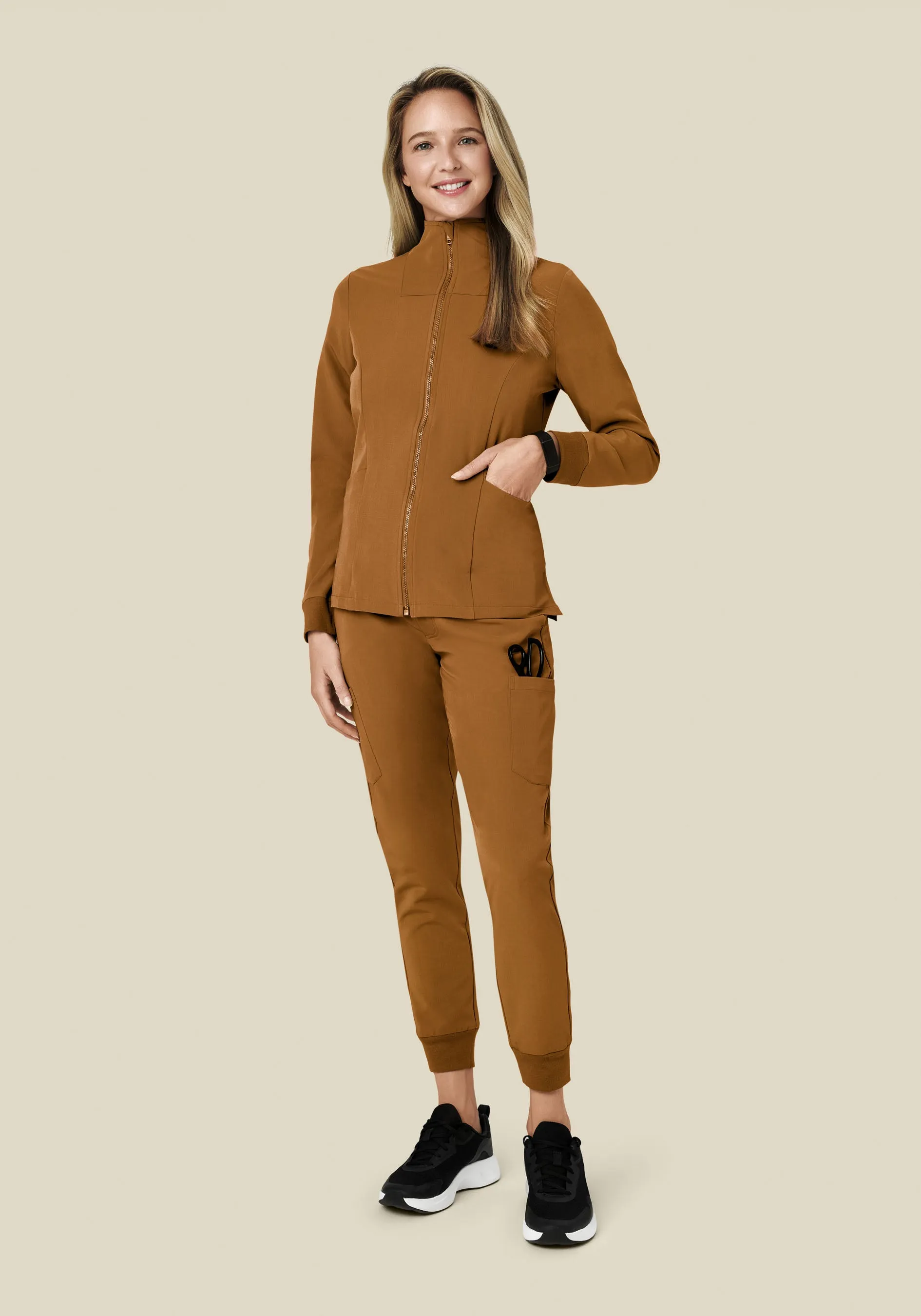 Women's Modern Scrub Jacket Camel