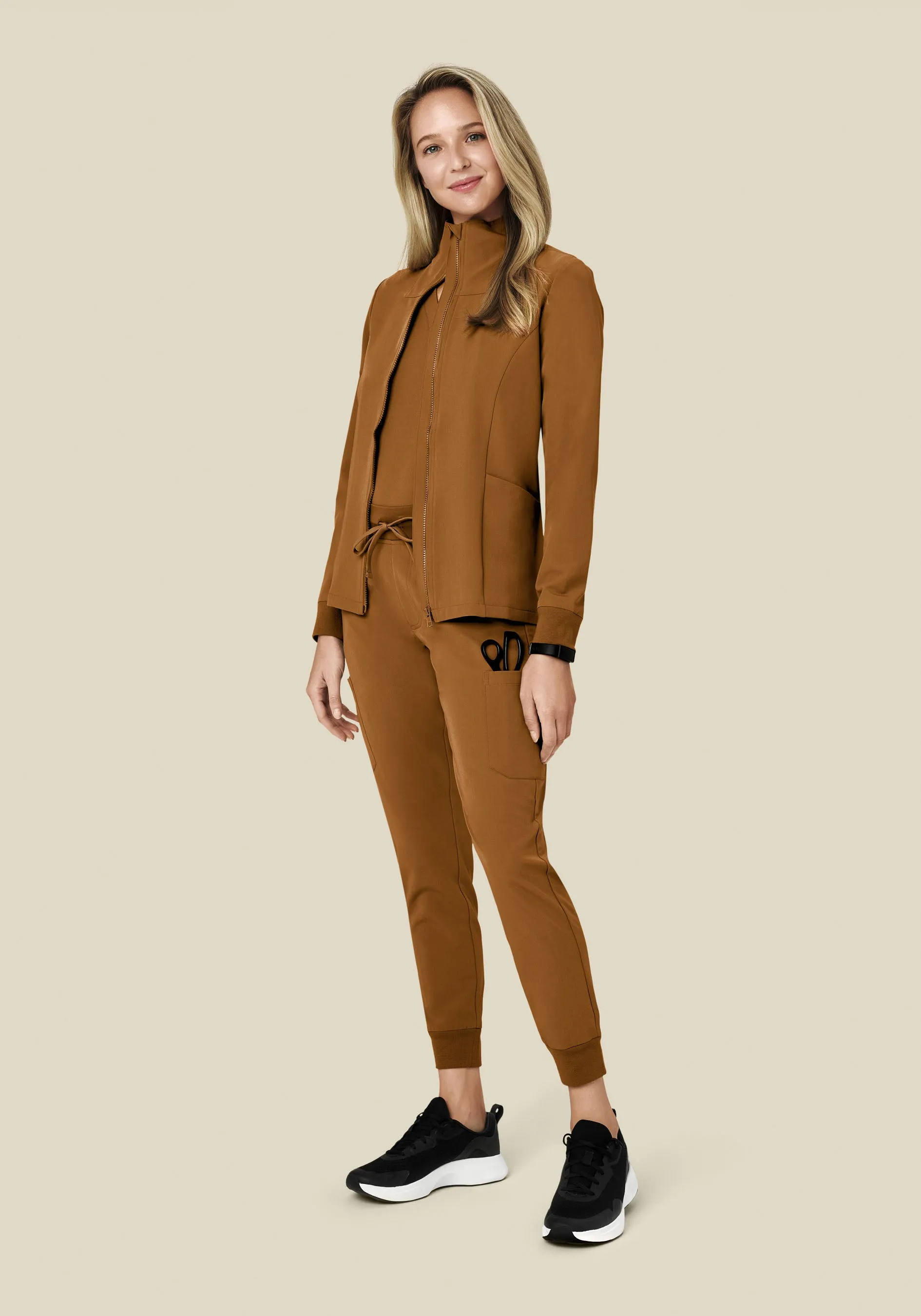 Women's Modern Scrub Jacket Camel