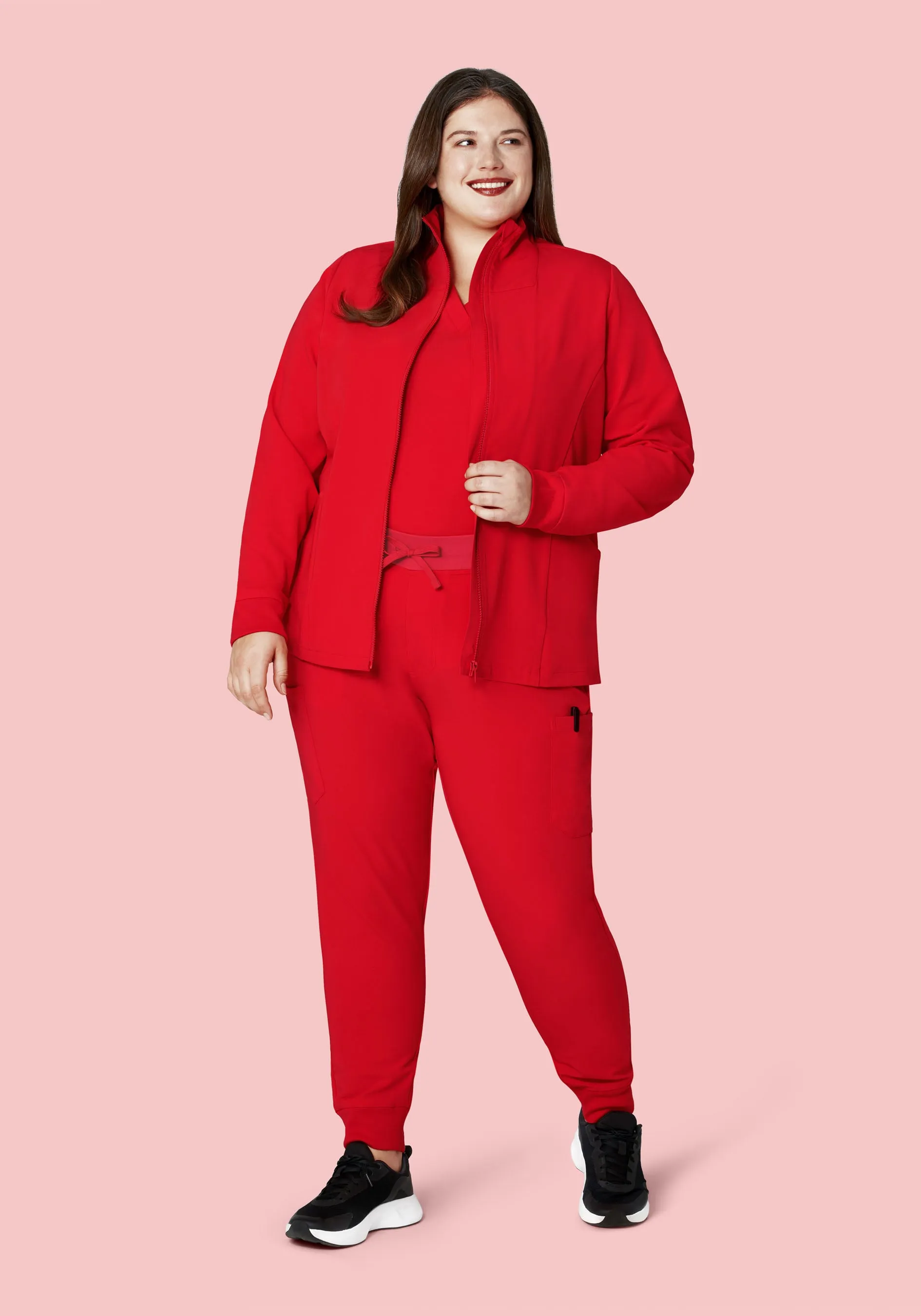 Women's Modern Scrub Jacket Candy Red